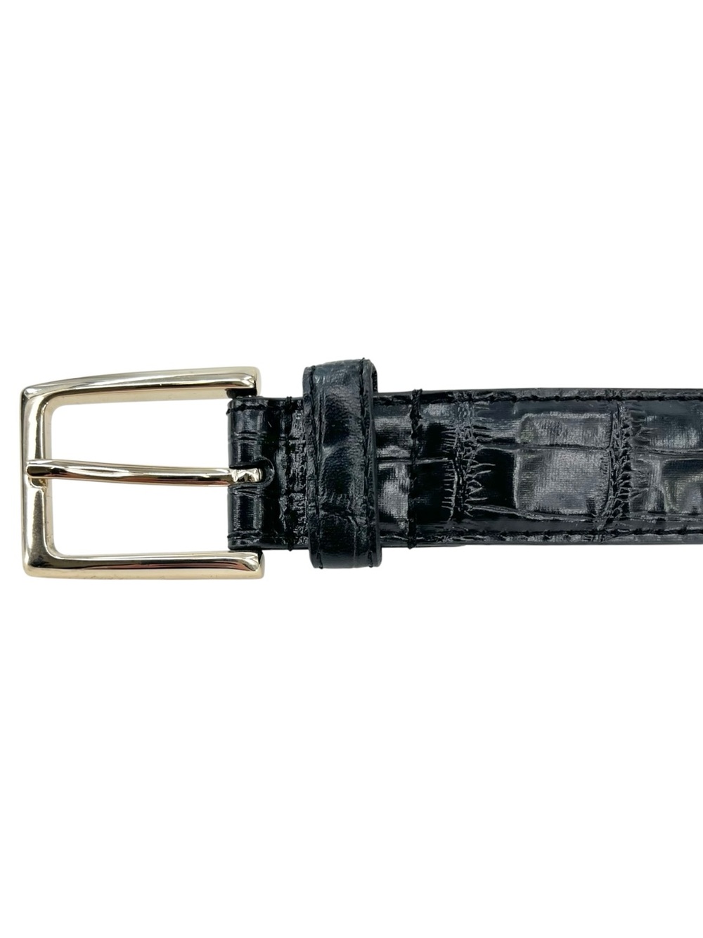 Brooks Brothers 346 Black Croc Embossed Classic Luxury Quality Leather Belt - Picture 5 of 7